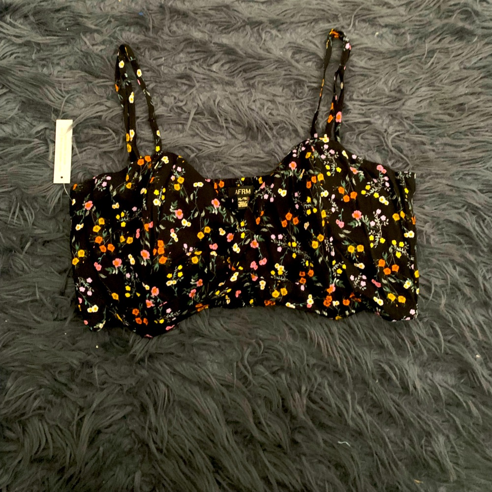 NWT AFRM floral  sleeveless crop top size XL